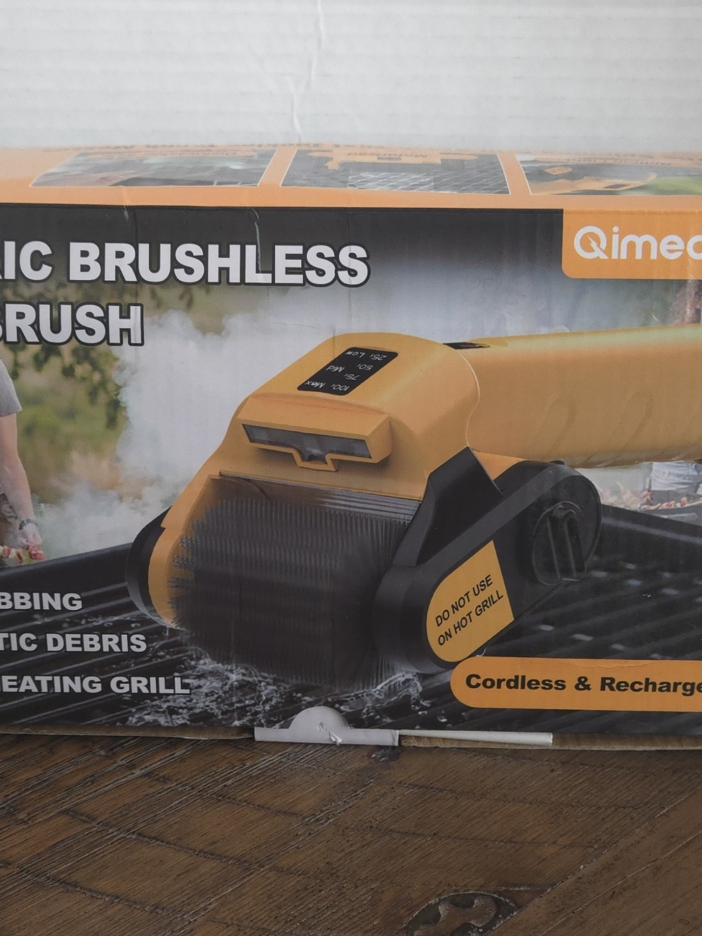 Qimedo Cordless Electric Grill Brush 304 Stainless Steel Power Roller Scraper Ki